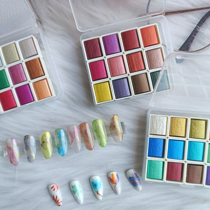 Metallic Pearlescent Solid Watercolor Paint Set for Ronghua Chanhua, Art & Crafts(Combo Pack Set of 6)