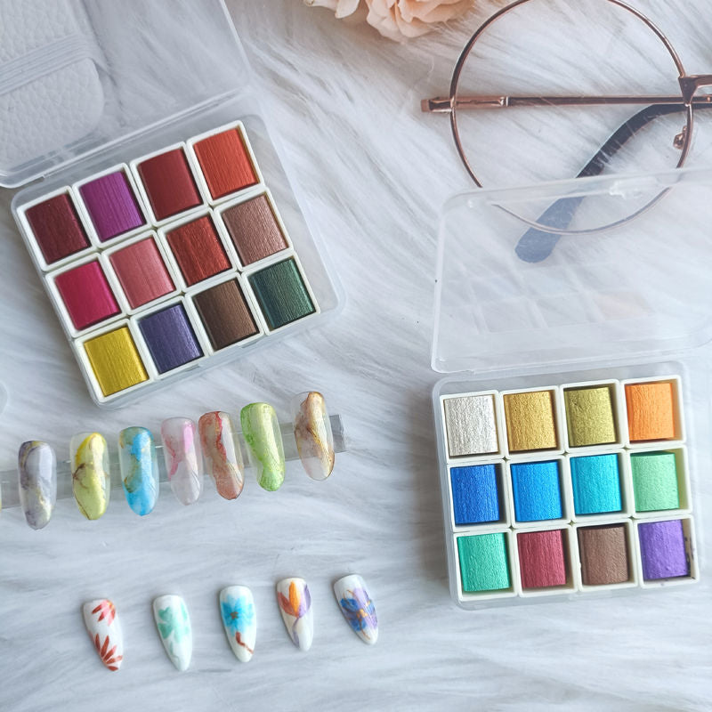 Metallic Pearlescent Solid Watercolor Paint Set for Ronghua Chanhua, Art & Crafts(Combo Pack Set of 6)