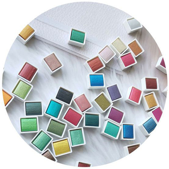 Metallic Pearlescent Solid Watercolor Paint Set for Ronghua Chanhua, Art & Crafts(Combo Pack Set of 6)