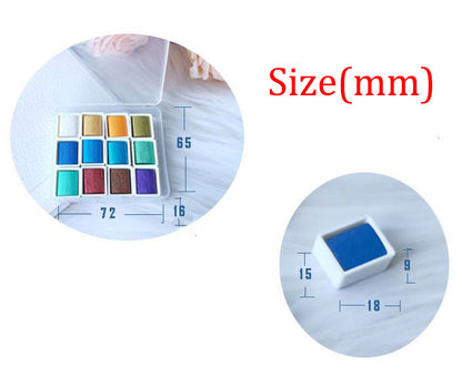 Metallic Pearlescent Solid Watercolor Paint Set for Ronghua Chanhua, Art & Crafts(Combo Pack Set of 6)