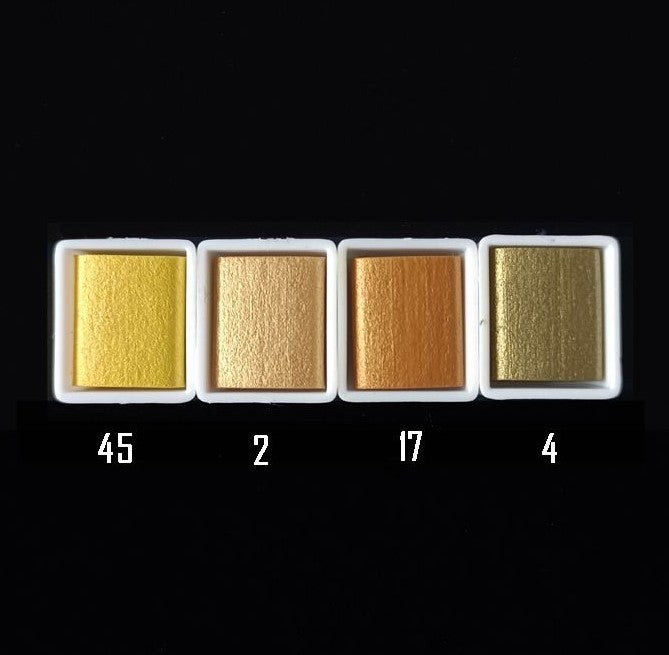 Metallic Pearlescent Solid Watercolor Paint Set for Ronghua Chanhua, Art & Crafts(Combo Pack Set of 4)