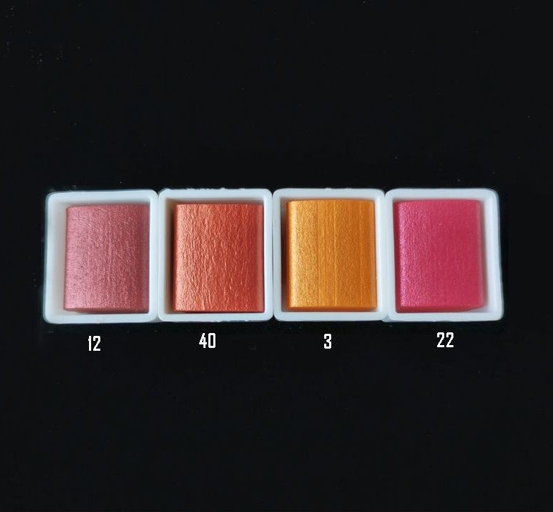 Metallic Pearlescent Solid Watercolor Paint Set for Ronghua Chanhua, Art & Crafts(Combo Pack Set of 4)