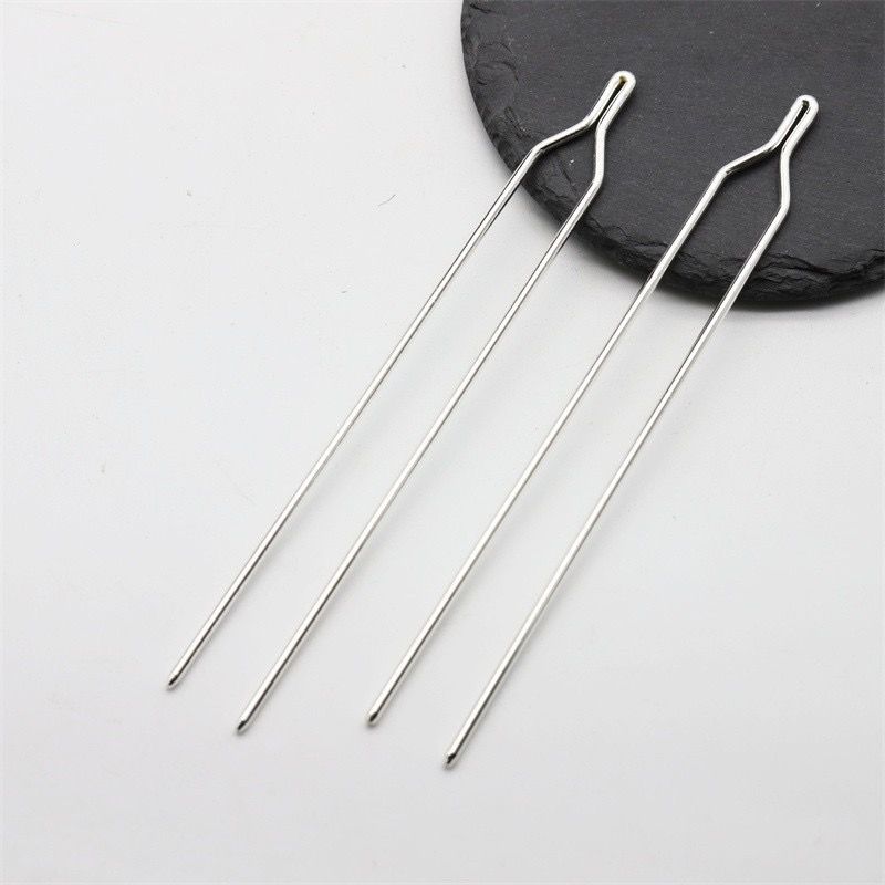 A pair of 125mm silver-tone Y-shaped hairpins for creating DIY hair accessories.