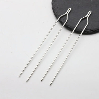 A pair of 125mm silver-tone Y-shaped hairpins for creating DIY hair accessories.