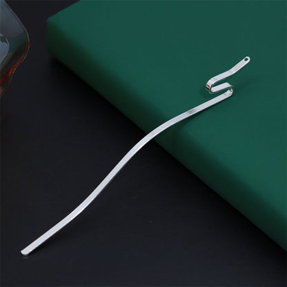 A modern silver-tone serpentine hair stick blank, measuring 14.2cm, designed for securing updos.