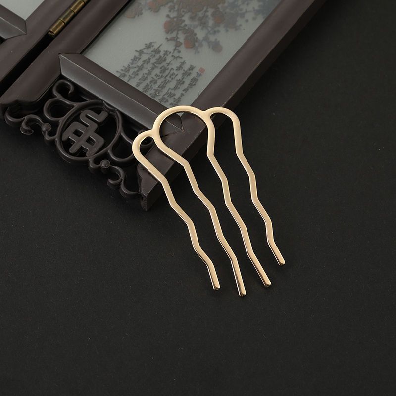 Four-Prong Alloy Hair Pins for DIY Hairstyles