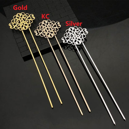 Copper Hair Stick Set – Floral Filigree, 140mm(祥云款)
