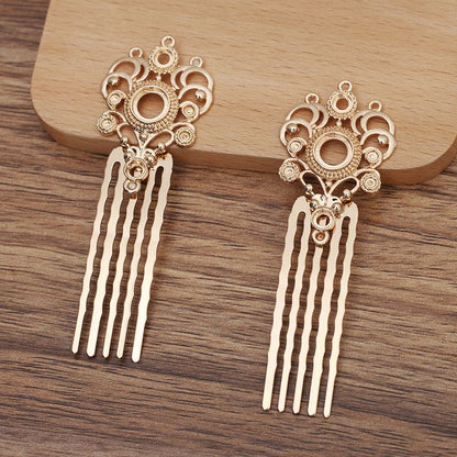 Copper 5-Prong Hair Comb – Ornate Filigree Design, 75mm