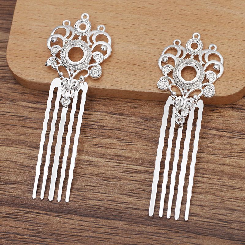 Copper 5-Prong Hair Comb – Ornate Filigree Design, 75mm