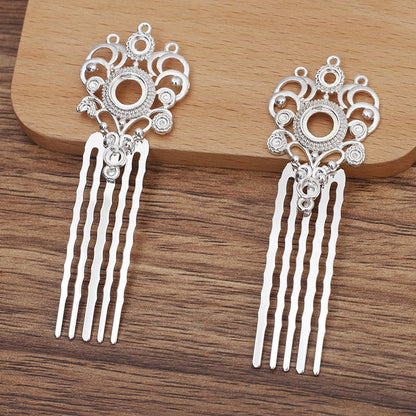 Copper 5-Prong Hair Comb – Ornate Filigree Design, 75mm