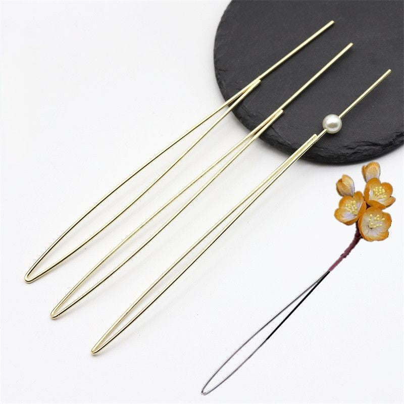 3 Pieces U-Shape Copper Hair Stick Set – 17cm