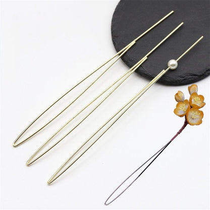 3 Pieces U-Shape Copper Hair Stick Set – 17cm