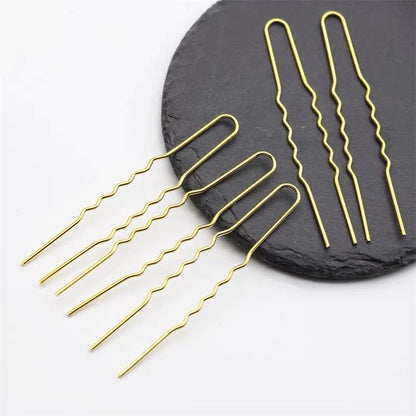 5 Pieces U-Shape Wavy Copper Hair Pin Set – 75mm