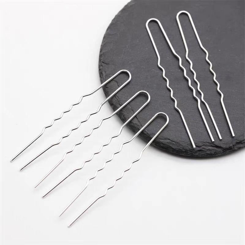 5 Pieces U-Shape Wavy Copper Hair Pin Set – 75mm