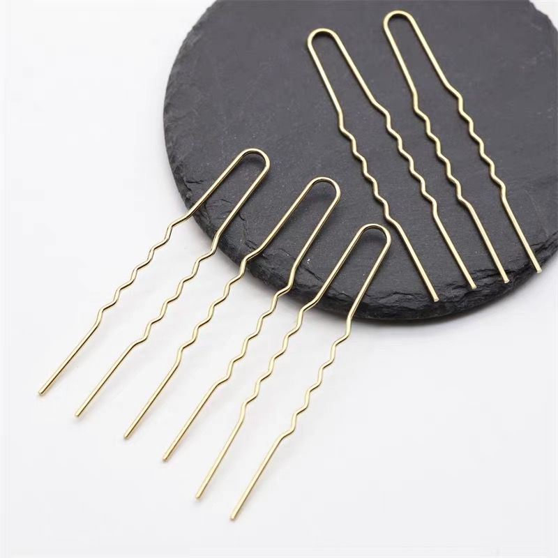 5 Pieces U-Shape Wavy Copper Hair Pin Set – 75mm
