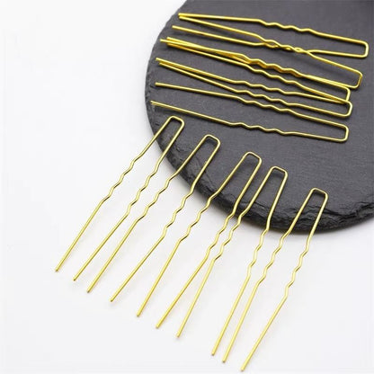 5 Pieces U-Shape Wavy Copper Hair Pin Set – 75mm