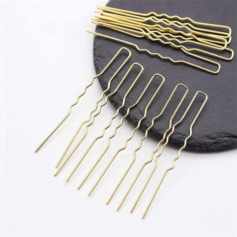 5 Pieces U-Shape Wavy Copper Hair Pin Set – 75mm