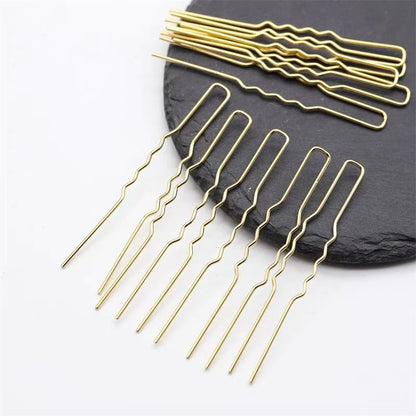 5 Pieces U-Shape Wavy Copper Hair Pin Set – 75mm