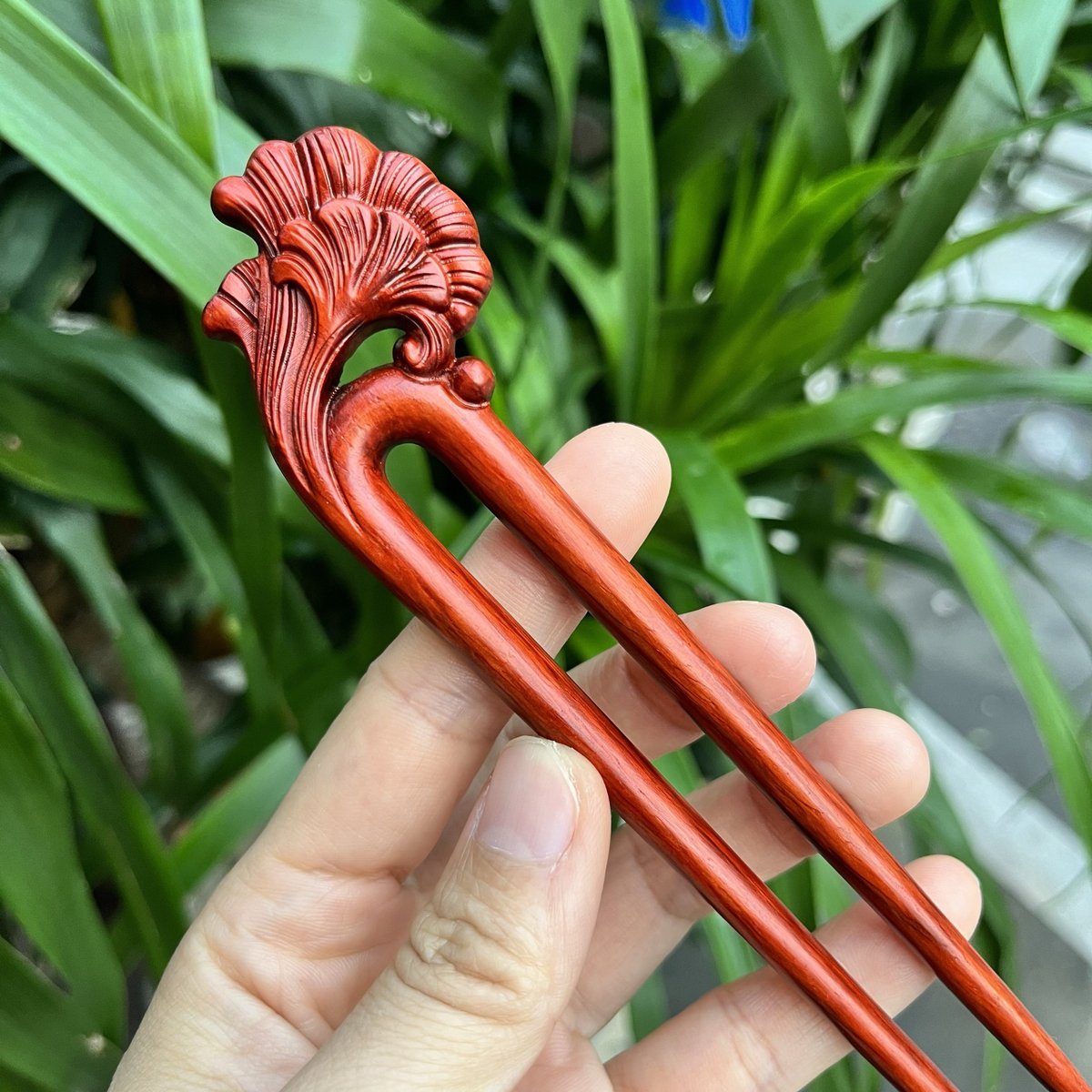 Natural Rosewood Hair Stick Set - 17cm U Shape Double-Sided Hairpin (U形发钗)