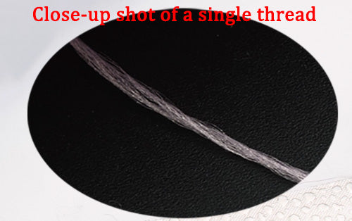 Close-up of a single strand of lilac Chanhua Velvet Thread, showing the detailed multi-filament texture for an enhanced grip in crafting.