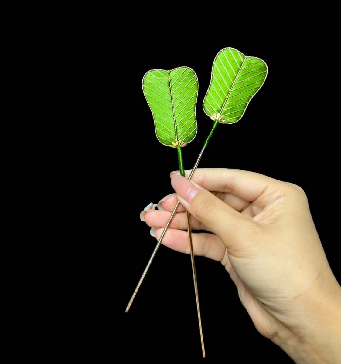 Fan Bespoke Hairpin-Green Silk Hairpin(Chanhua)
