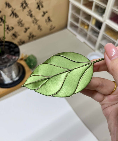 Leaf Bespoke Brooch-Green Silk Brooch(Chanhua)