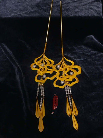 Ginkgo Bespoke Hairpin-Yellow Silk Hairpin(Chanhua)