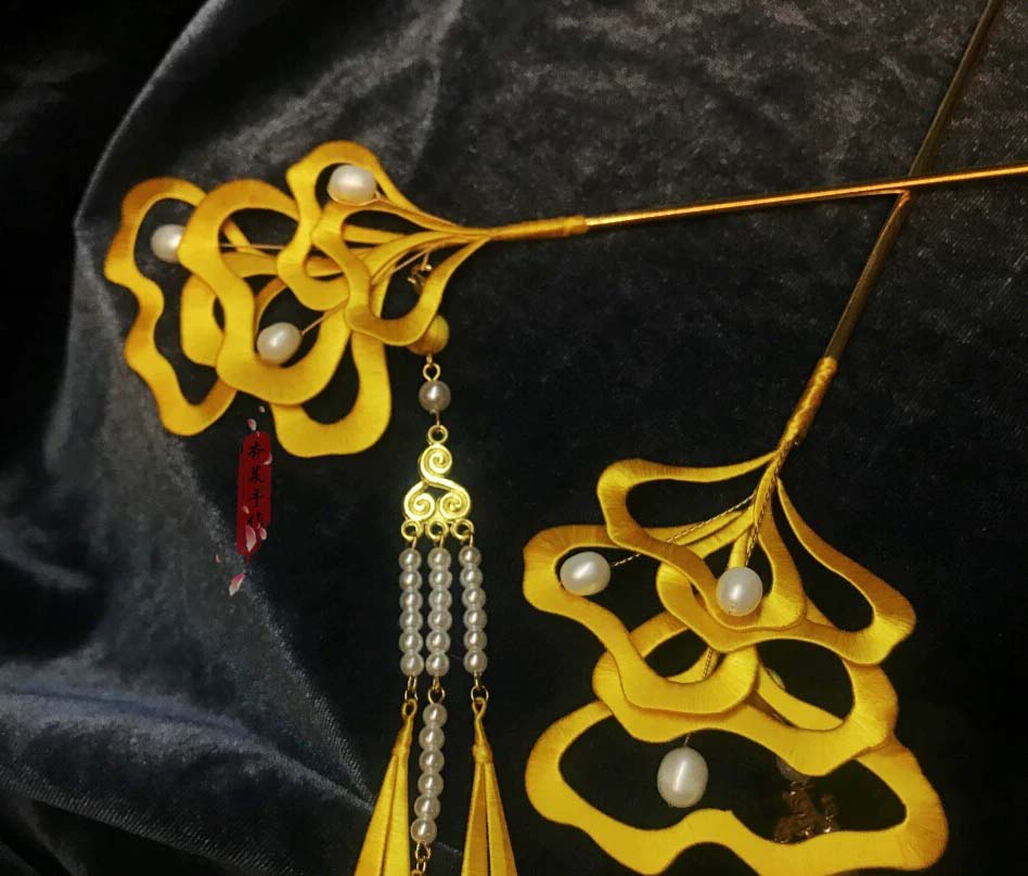 Ginkgo Bespoke Hairpin-Yellow Silk Hairpin(Chanhua)