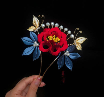 Peony Bespoke Hairpin-Silk Hairpin(Chanhua)