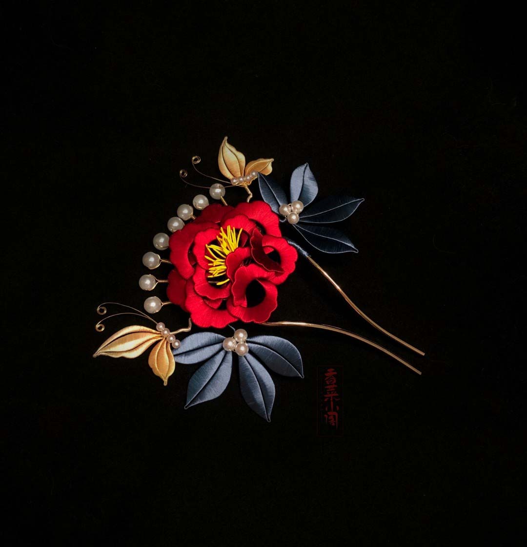 Peony Bespoke Hairpin-Silk Hairpin(Chanhua)