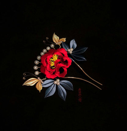 Peony Bespoke Hairpin-Silk Hairpin(Chanhua)