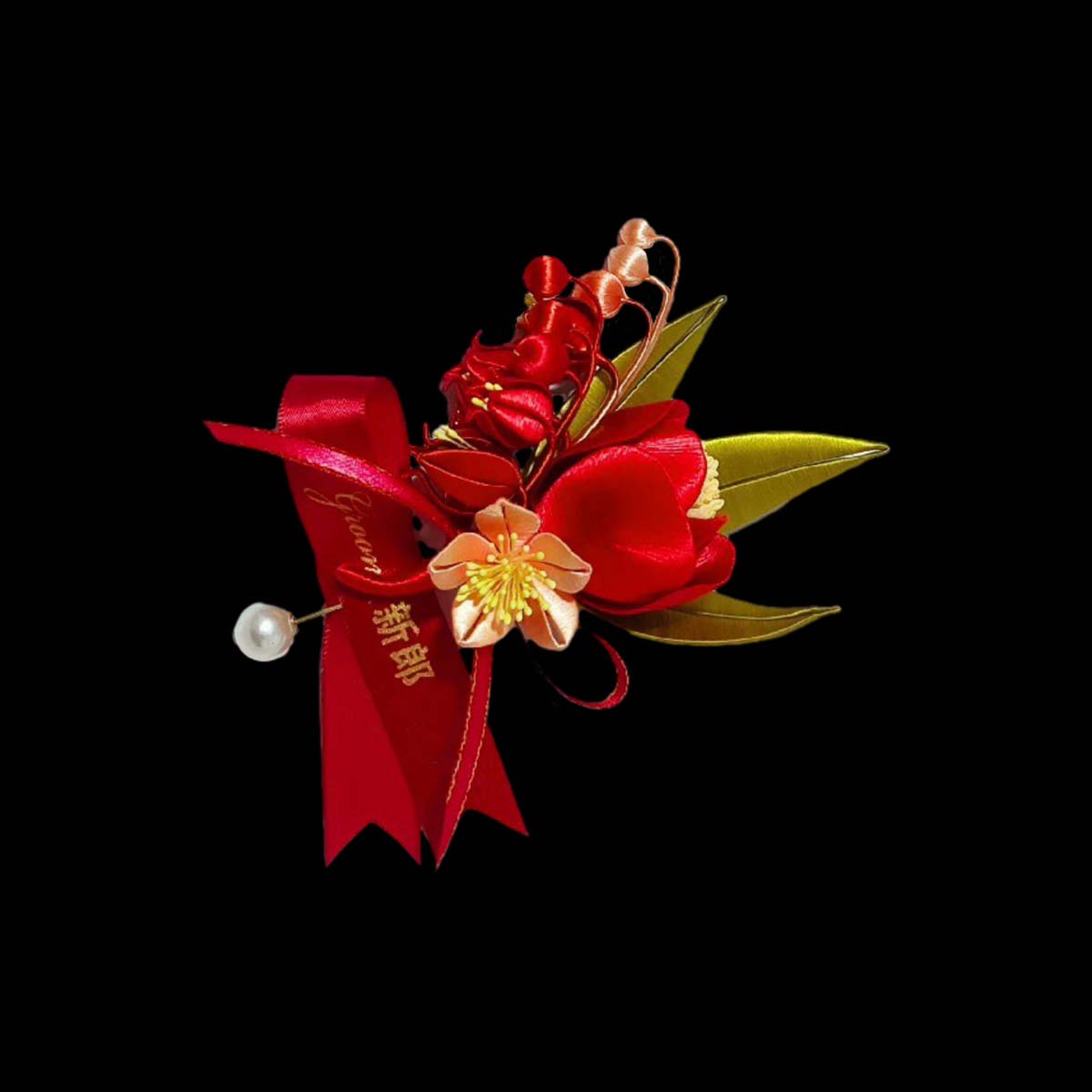 Tulip Bespoke Corsage-Red Silk Corsage(Chanhua)