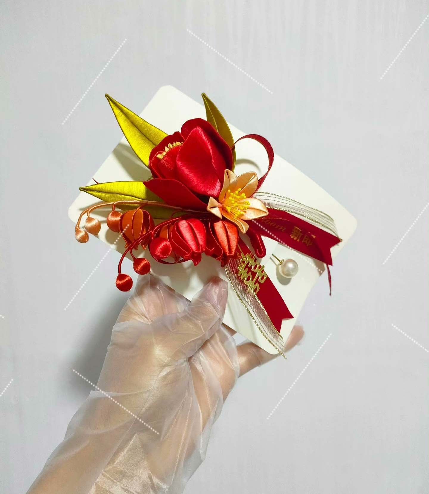 Tulip Bespoke Corsage-Red Silk Corsage(Chanhua)