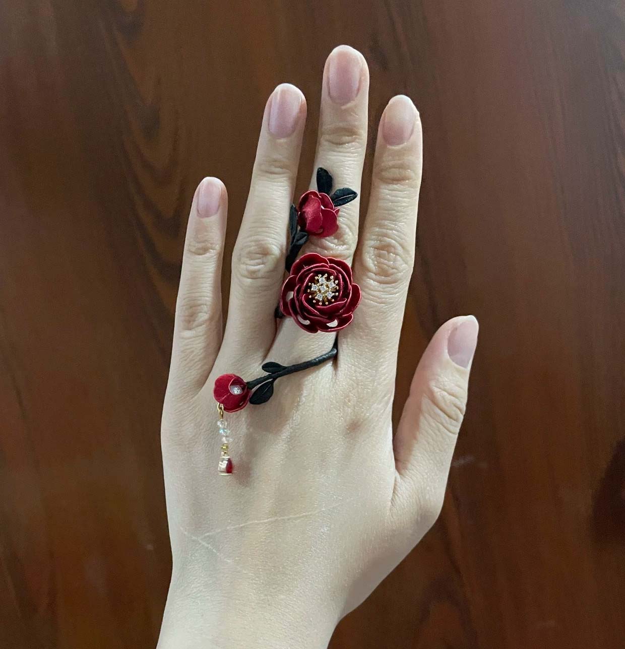 Rose Bespoke Ring-Red Silk Ring(Chanhua)