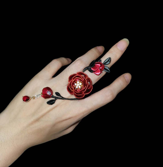 Rose Bespoke Ring-Red Silk Ring(Chanhua)