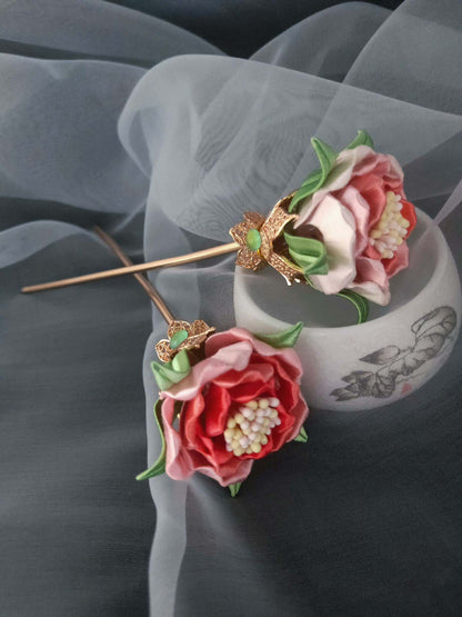 Peony Handmade Hairpin-Silk Hairpin(Chanhua)