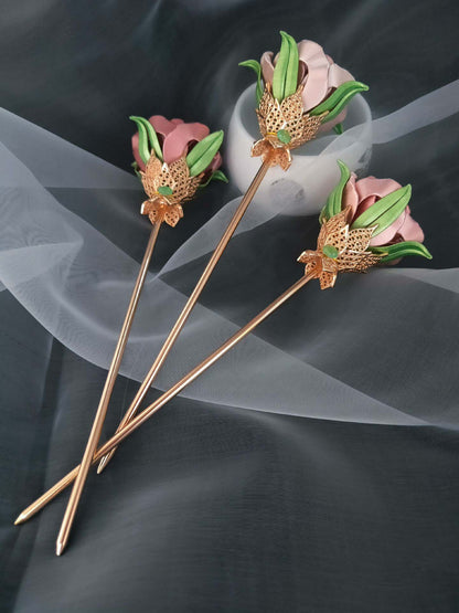 Peony Handmade Hairpin-Silk Hairpin(Chanhua)