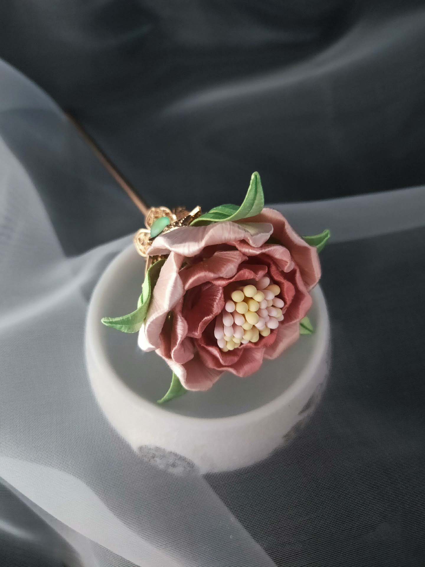 Peony Handmade Hairpin-Silk Hairpin(Chanhua)