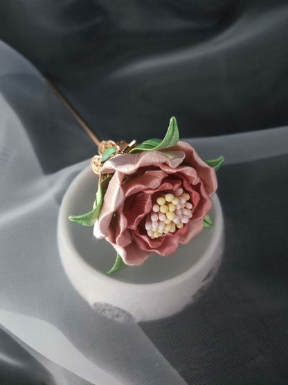 Peony Handmade Hairpin-Silk Hairpin(Chanhua)