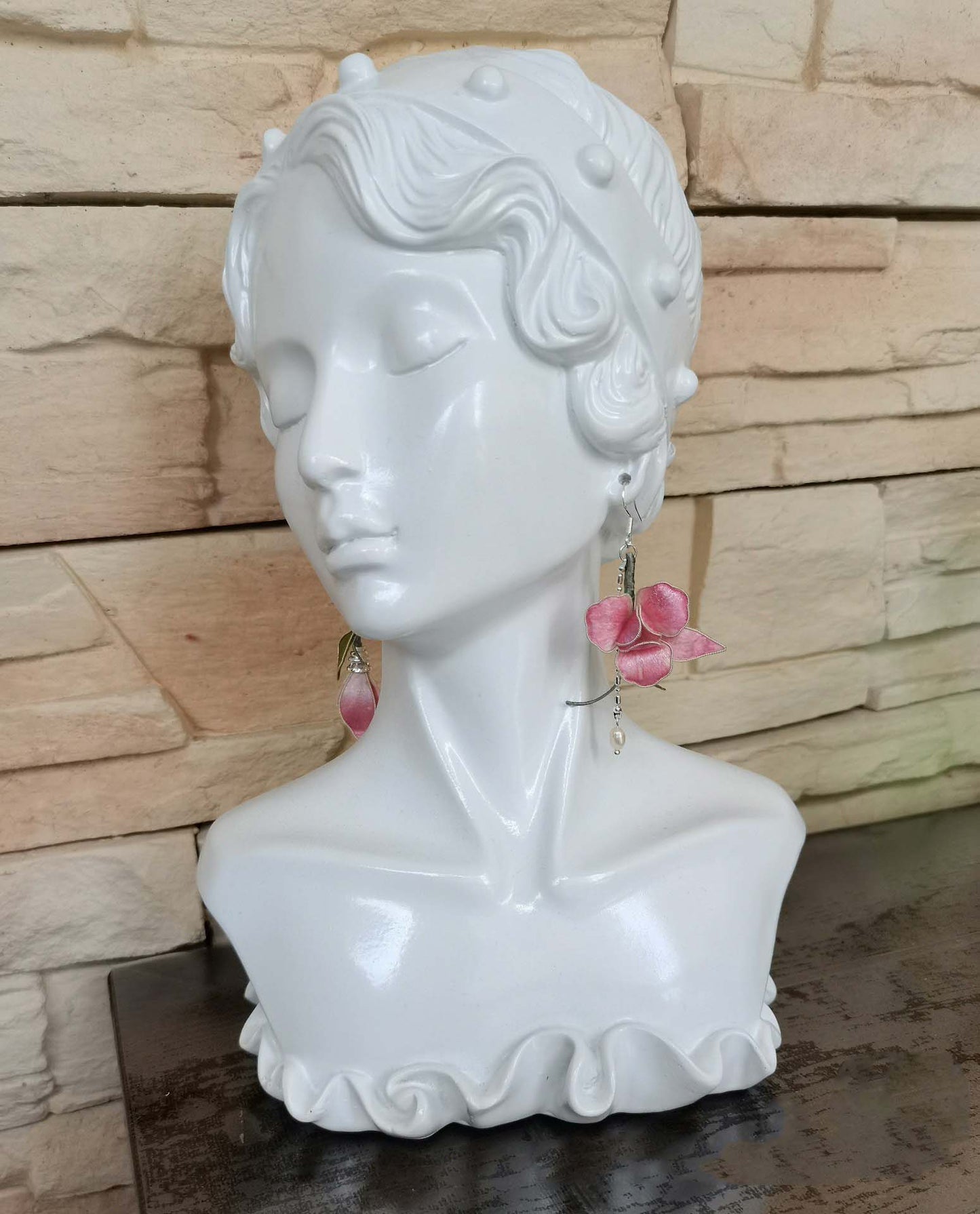 AB Bespoke Earrings - Pink Silk Earrings(Ronghua)