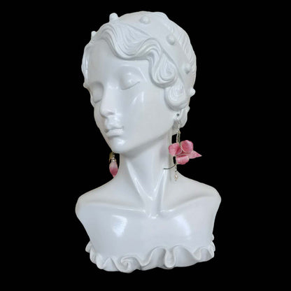 AB Bespoke Earrings - Pink Silk Earrings (Ronghua). Elegant handmade earrings with pink silk flowers.