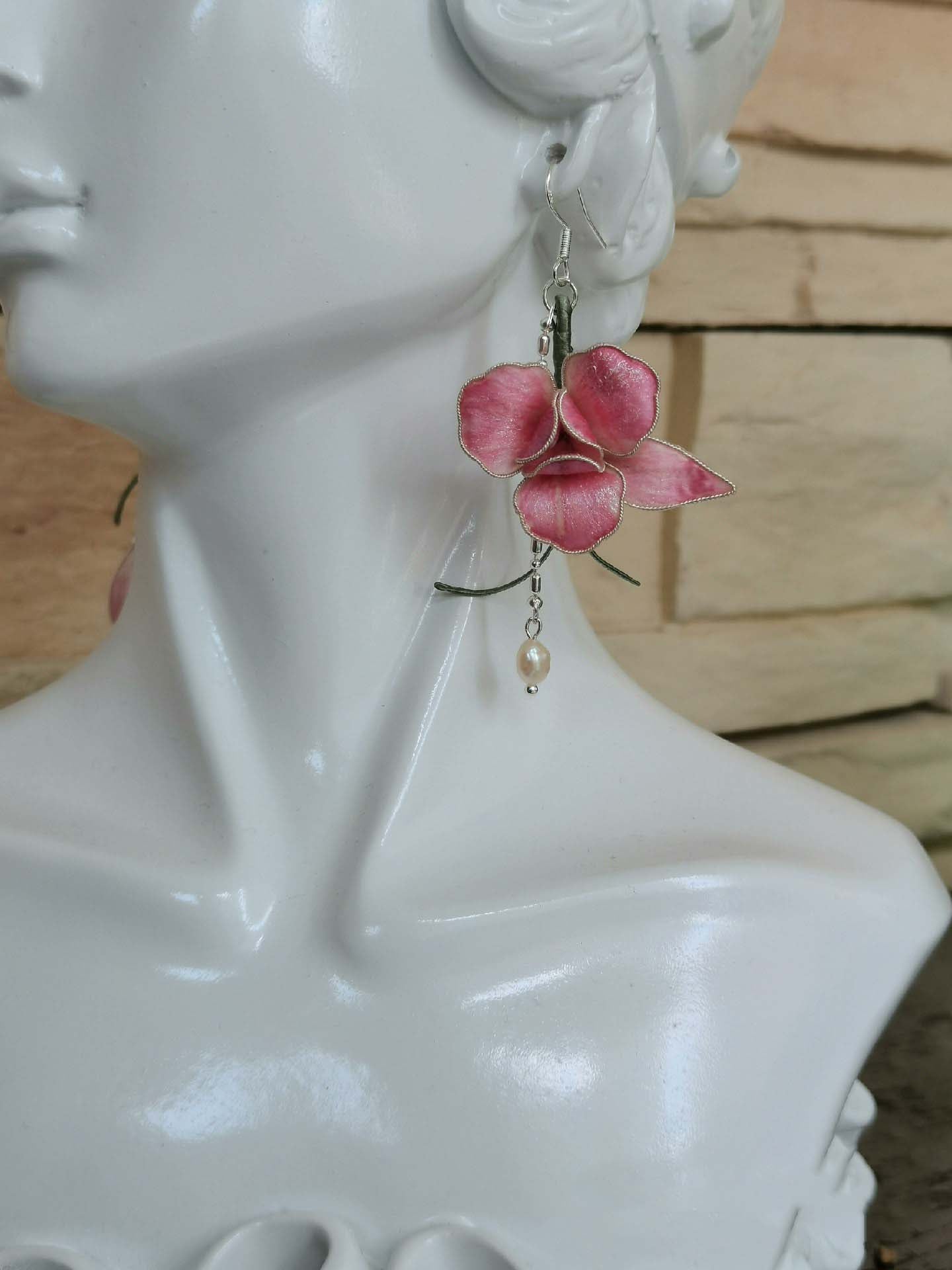 AB Bespoke Earrings - Pink Silk Earrings(Ronghua)