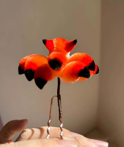 Fox Bespoke Hairpin - Red Silk Hairpin(Ronghua)