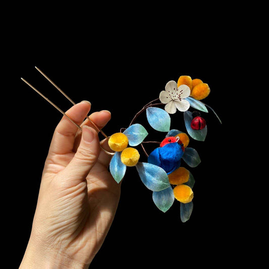 Bird Bespoke Hairpin-Silk Hairpin(Ronghua).Natural silk