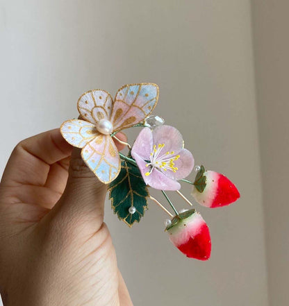 Strawberry Bespoke Hairpin-Silk Hairpin(Ronghua)