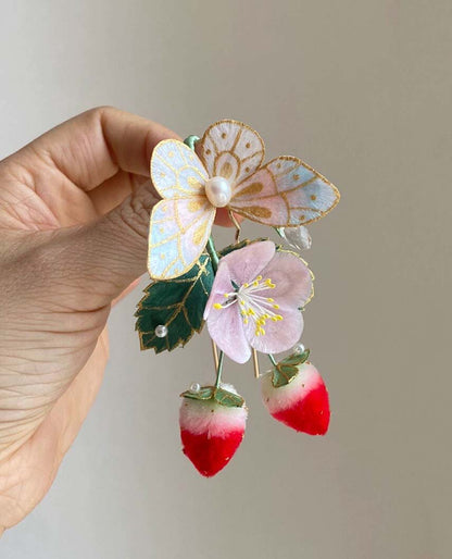 Strawberry Bespoke Hairpin-Silk Hairpin(Ronghua)