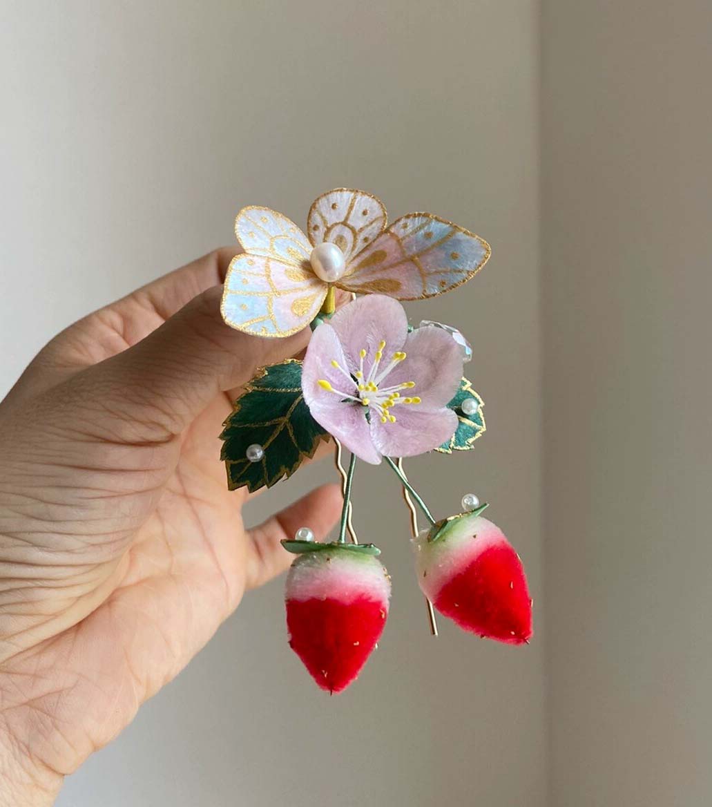 Strawberry Bespoke Hairpin-Silk Hairpin(Ronghua)