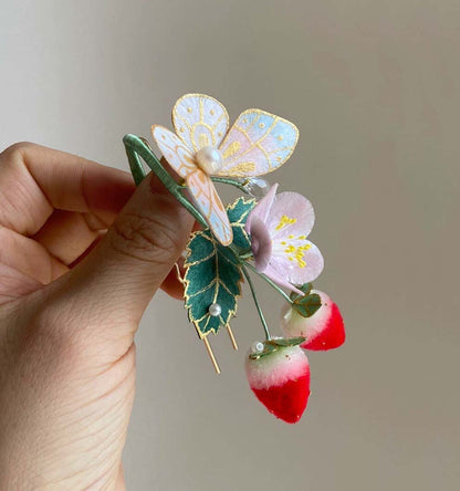 Strawberry Bespoke Hairpin-Silk Hairpin(Ronghua)