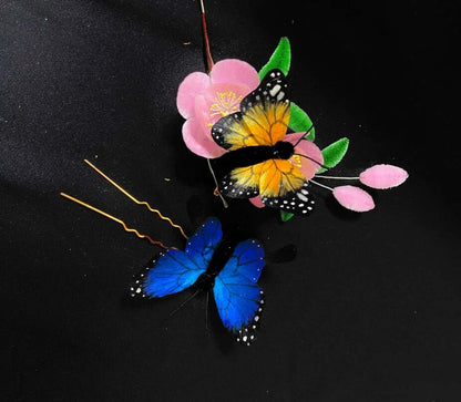 Butterfly And Flowers Bespoke Hairpin-Silk Hairpin(Ronghua)