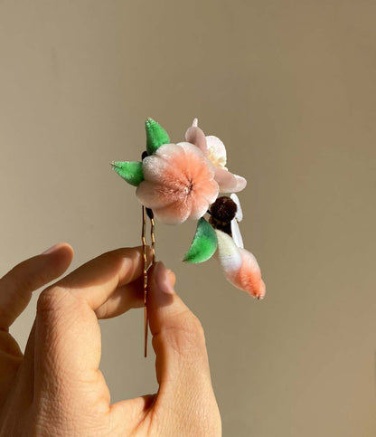 Peach Bespoke Hairpin-Silk Hairpin(Ronghua)